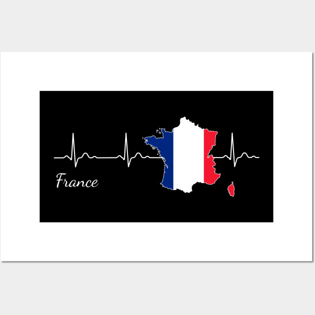 France Heartbeat ECG Gift Wall Art by JeZeDe